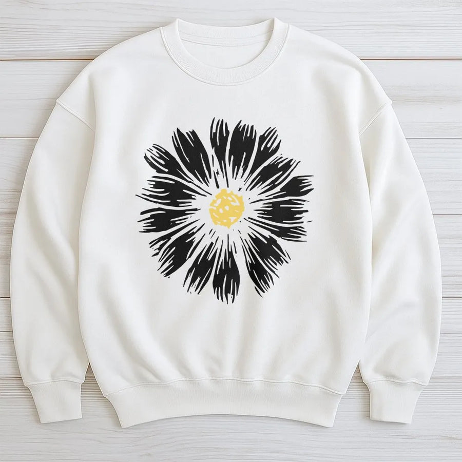 Daisy Sweatshirt | Boho Wildflower Graphic | Premium Cotton Blend | Aesthetic Gift for Plant Lovers and Gardeners