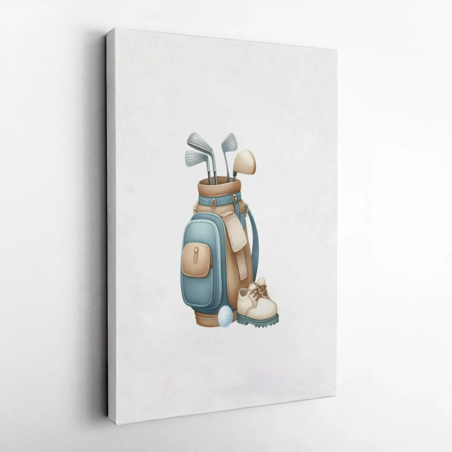 Golf Bag Canvas Wall Art | Watercolor Sporting Equipment Print | 1.25 Inch Gallery Wrap Premium Canvas | Perfect Gift for Golf Lovers & Office Decor