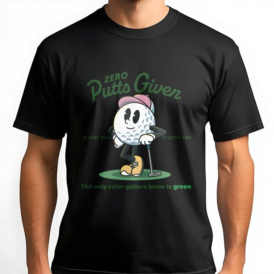 Zero Putts Given Golf T-Shirt | Retro Cartoon Funny Golfing Graphic | 100% Cotton Premium Apparel | Perfect Gift for Golfer Men and Women