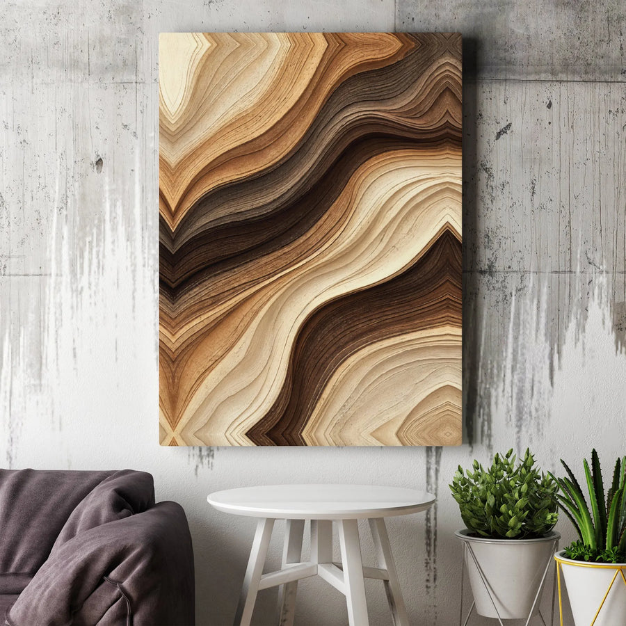 Abstract Wood Grain Canvas Wall Art | Modern Layered Earth Tones Design | Premium 1.25" Thick Gallery Wrap | Minimalist Home & Office Decor Gift