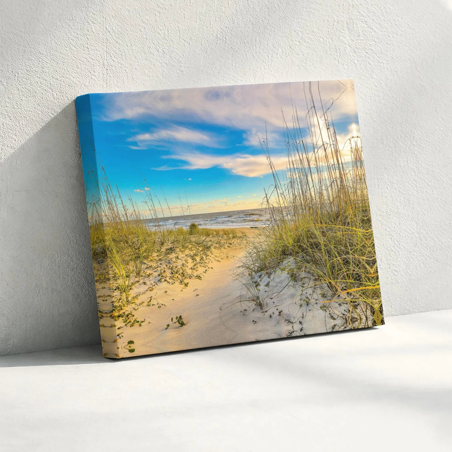 Coastal Beach Canvas Wall Art | Scenic Sand Dunes and Sea Grass Path | Premium Fade-Resistant 1.25" Profile | Serene Ocean Home Decor Gift