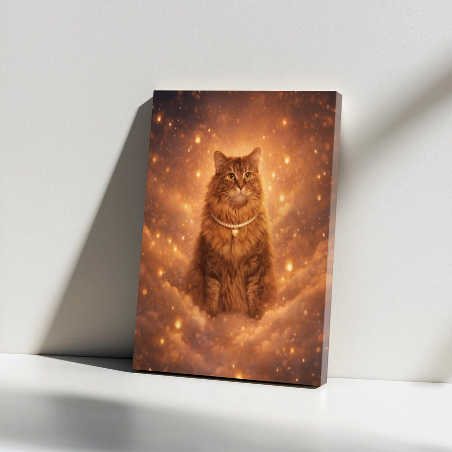Celestial Cat Canvas Print | Ethereal Feline Portrait on Clouds | Premium Fade-Resistant Print | Collector's Gift for Cat Lovers