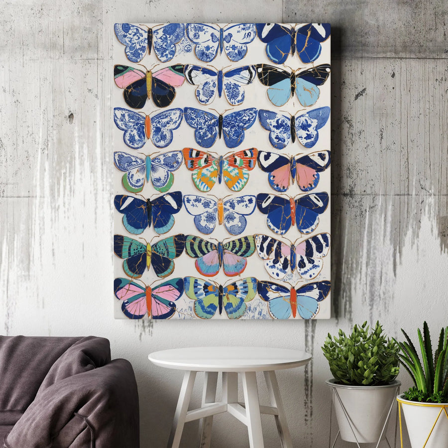 Butterfly Wall Art Print | Chinoiserie Kintsugi Style Nature Decor | Premium Gallery Canvas | Aesthetic Home Office Gift