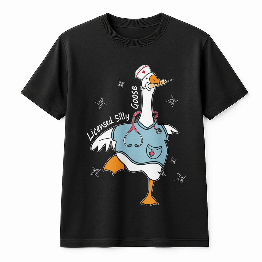 Licensed Silly Goose T-Shirt | Funny Nurse Graphic Tee | Soft 100% Cotton Premium Quality | Nurse Appreciation Gift for Nursing Students & RNs