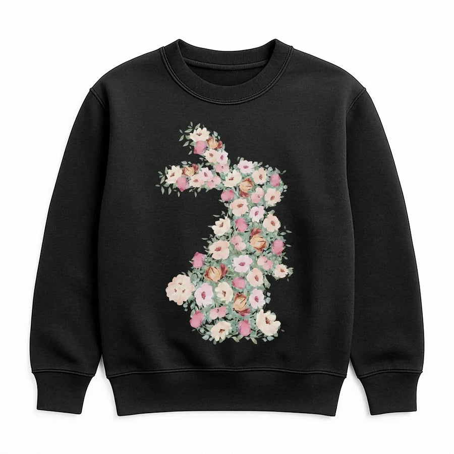 Floral Bunny Easter Sweatshirt | Watercolor Rabbit Graphic Tee | Premium Soft Cotton Blend | Cute Spring Holiday Gift for Her
