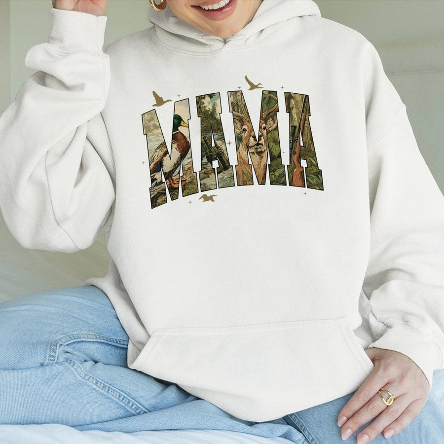 Hunting Mama Hoodie | Outdoor Deer And Duck Wildlife Graphic | Premium Cotton Blend | Gift For Hunting Mom