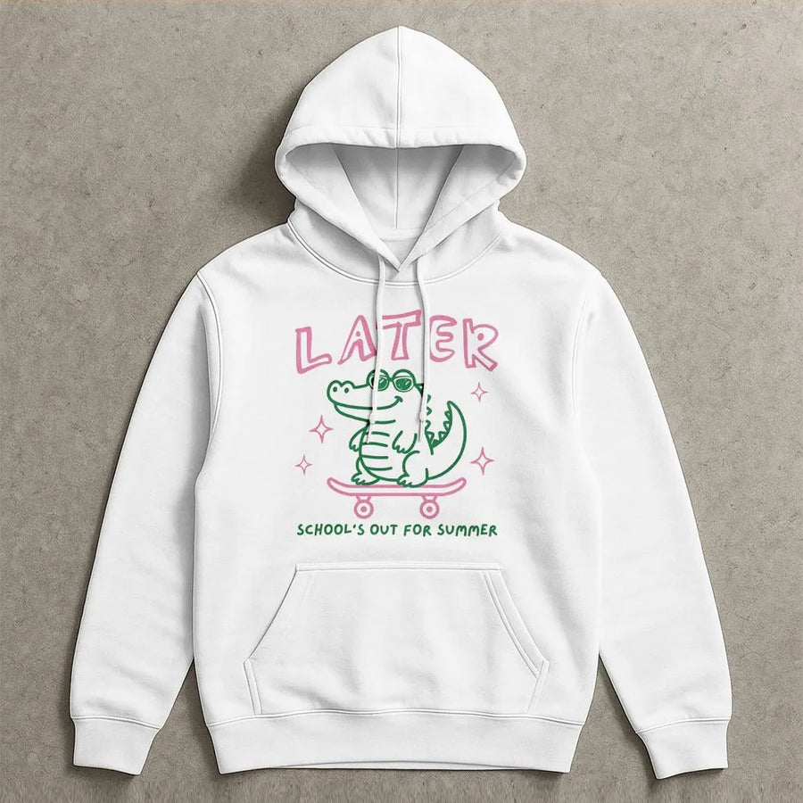 Last Day Of School Teacher Hoodie | Cute Later Alligator Graphic | Comfort Colors Pullover | End Of Year Teacher Team Gift