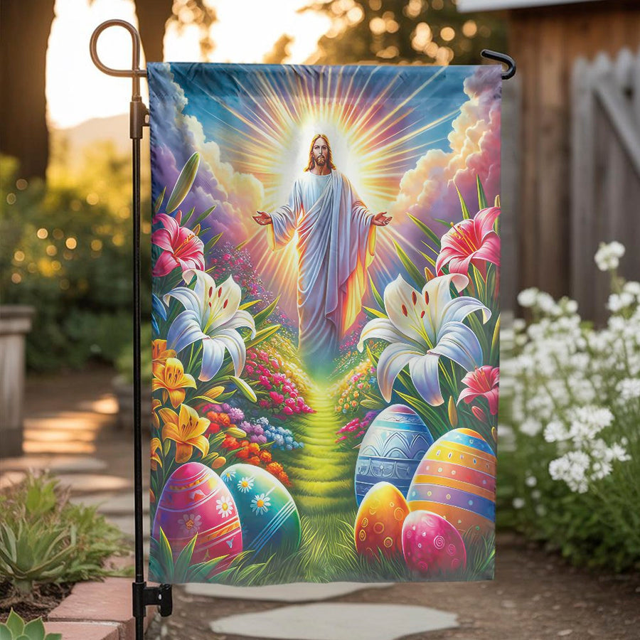He Is Risen Easter Garden Flag | Religious Jesus Resurrection Design | Premium Weather-Resistant Polyester | Outdoor Spring Yard Decor Gift