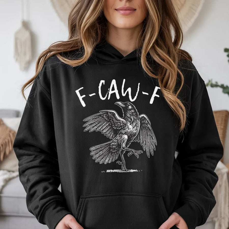Crow Graphic Hoodie | F-Caw-F Raven Illustration | Premium Cotton-Blend Pullover | Aesthetic Bird Lover Gift for Men and Women