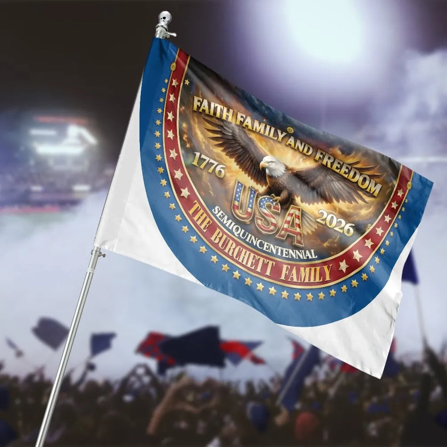 Patriotic Eagle House Flag | USA 250th Semiquincentennial 1776-2026 | Premium Double Sided Polyester | Faith Family Freedom Garden Decor Gift