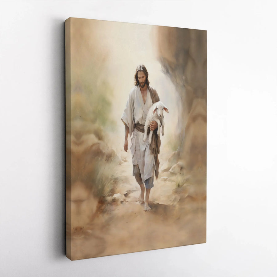 Jesus The Good Shepherd Canvas | Watercolor Bible Wall Art | Premium Gallery Wrapped Decor | Christian Home Gift for Believers