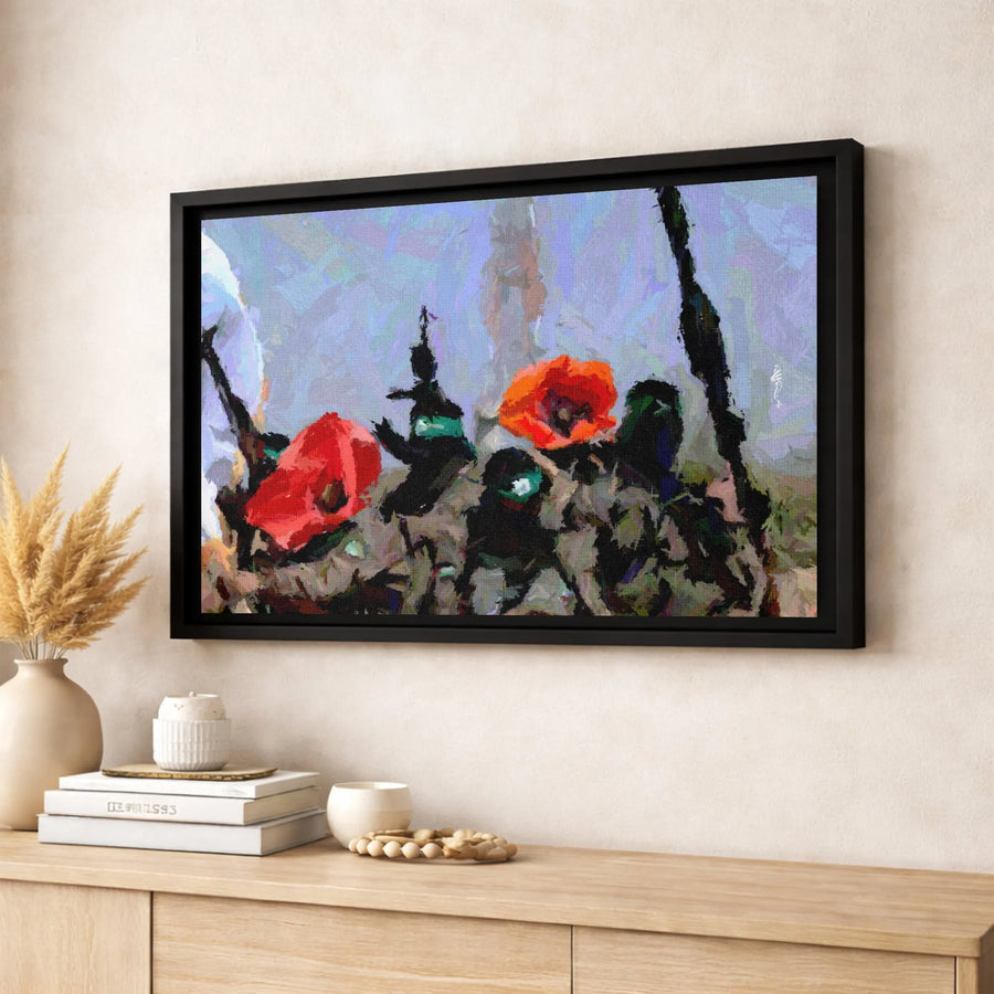 Abstract Poppy Flower Canvas Print | Soldier Silhouette Art | Premium Gallery-Wrapped 1.25" Profile | Remembrance Day Gift Wall Decor