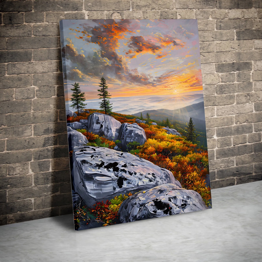 Mountain Sunrise Wall Art | Autumn Foliage Landscape Print | Premium 1.25" Gallery Wrapped Canvas | Nature Lover Home Decor Gift