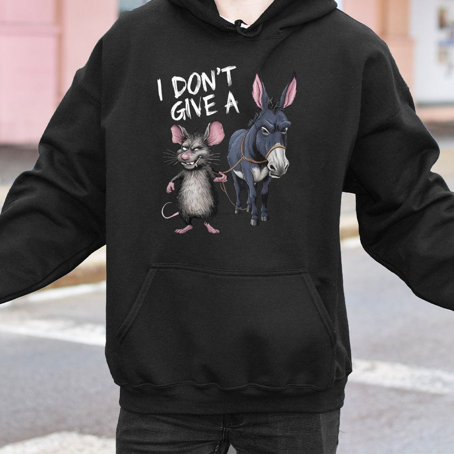 I Don't Give A Rat's Ass Hoodie | Funny Pun Animal Graphic Sweatshirt | Premium Cotton-Blend Unisex Pullover | Sarcastic Slogan Gift for Him and Her