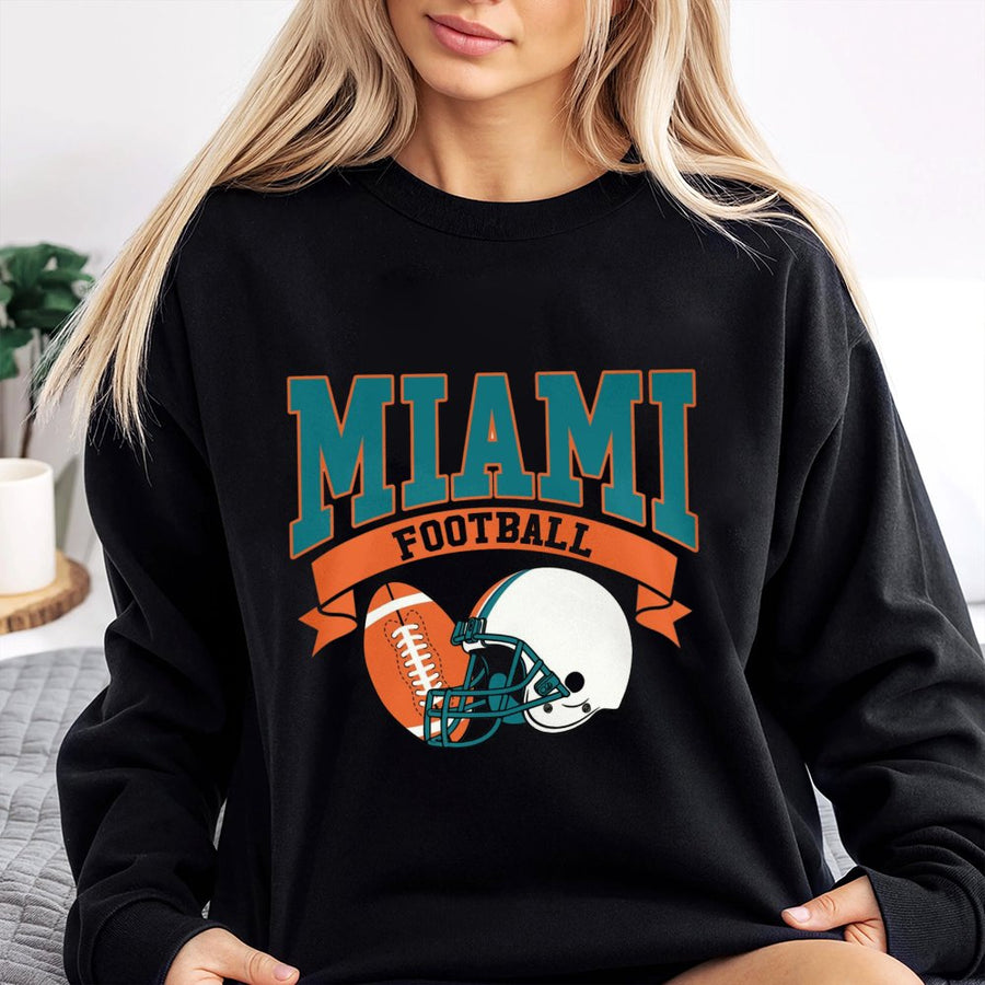 Miami Football Sweatshirt Retro Miami Football Sweatshirt Vintage Style Dolphins Football Miami Fan Gift Dolphins Sweatshirt Game Day