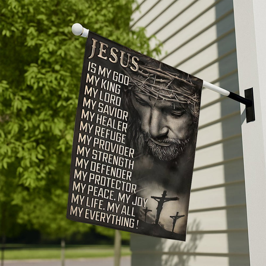 Jesus Is My Everything Garden Flag | Religious Wall Art Banner | Durable UV-Resistant Polyester | Faithful Christian Home Decor Gift