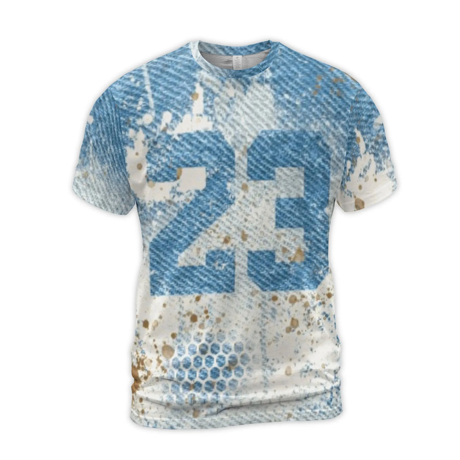 Number 23 3D T-Shirt | Distressed Denim Honeycomb Graphic | Premium Stretch Jersey | Casual Sports Inspired Apparel for Fans