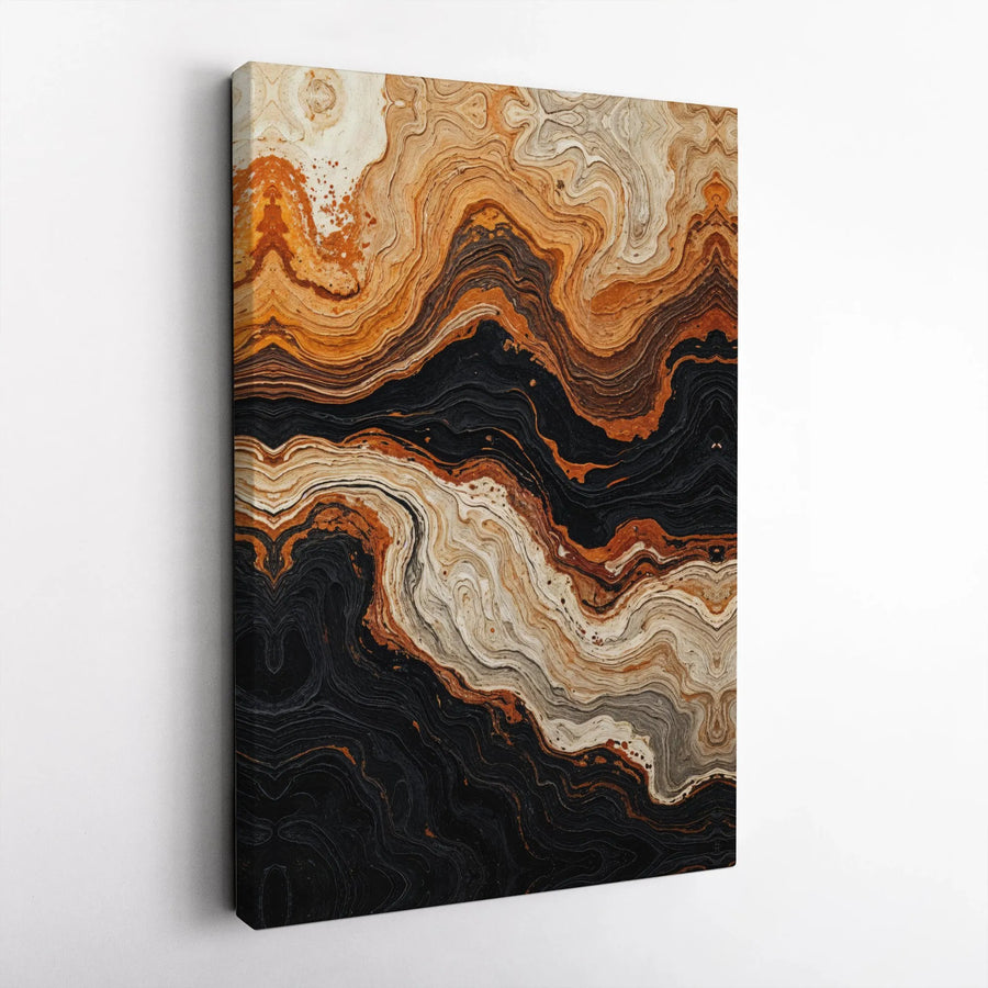 Abstract Canvas Wall Art | Copper and Black Marble Fluid Art | Premium Gallery Wrap Canvas | Modern Home Decor Gift