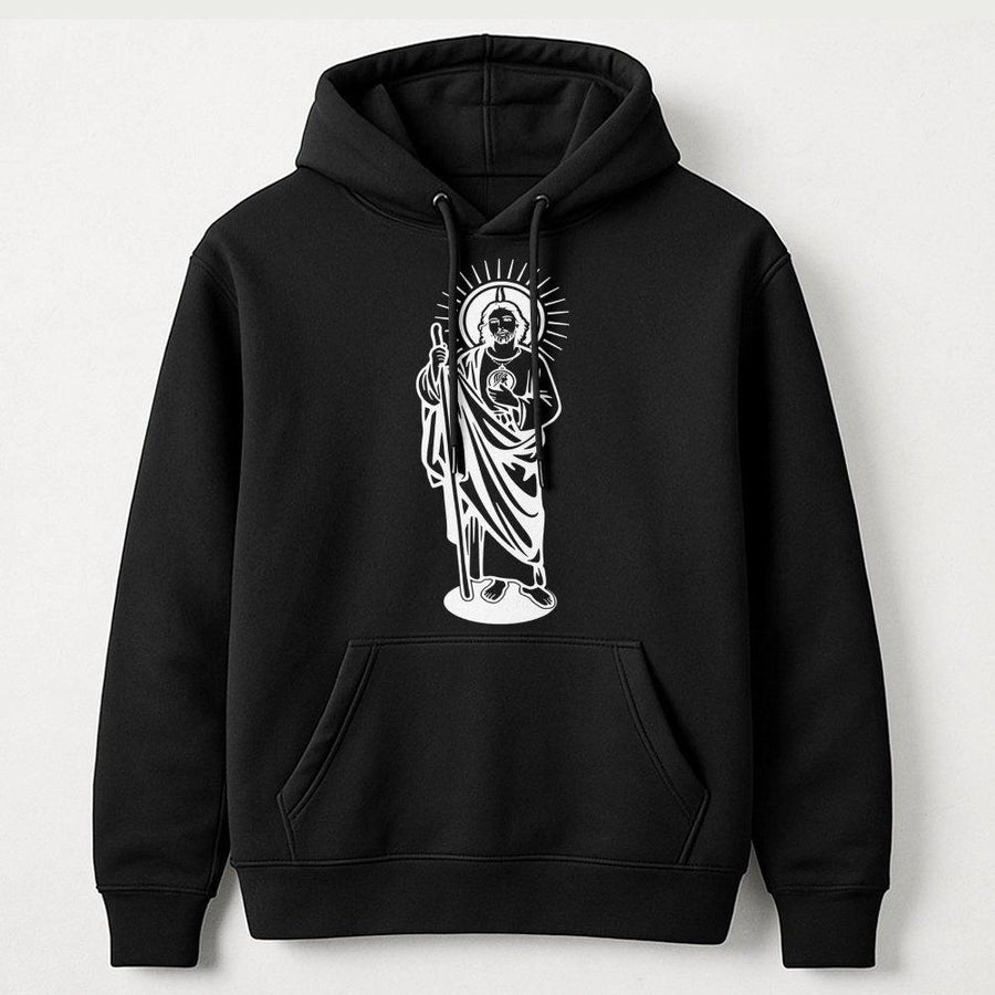 San Judas Tadeo Hoodie | Minimalist Saint Jude Silhouette Graphic | Premium Cotton Blend Pullover | Catholic Faith Gift for Men and Women