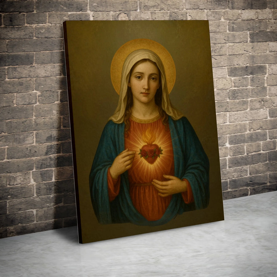 Immaculate Heart of Mary Canvas | Religious Catholic Wall Art | Premium Fade-Resistant Print | Christian Home Decor Gift