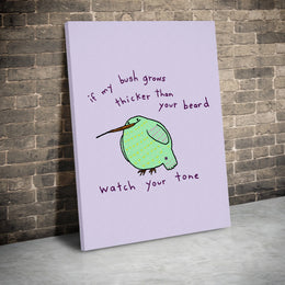 Funny Sarcastic Vertical Canvas | Sassy Beard and Bush Joke Wall Art | Premium 1.25 Inch Thick Frameless Print | Hilarious Novelty Gift for Girlfriend or Best Friend