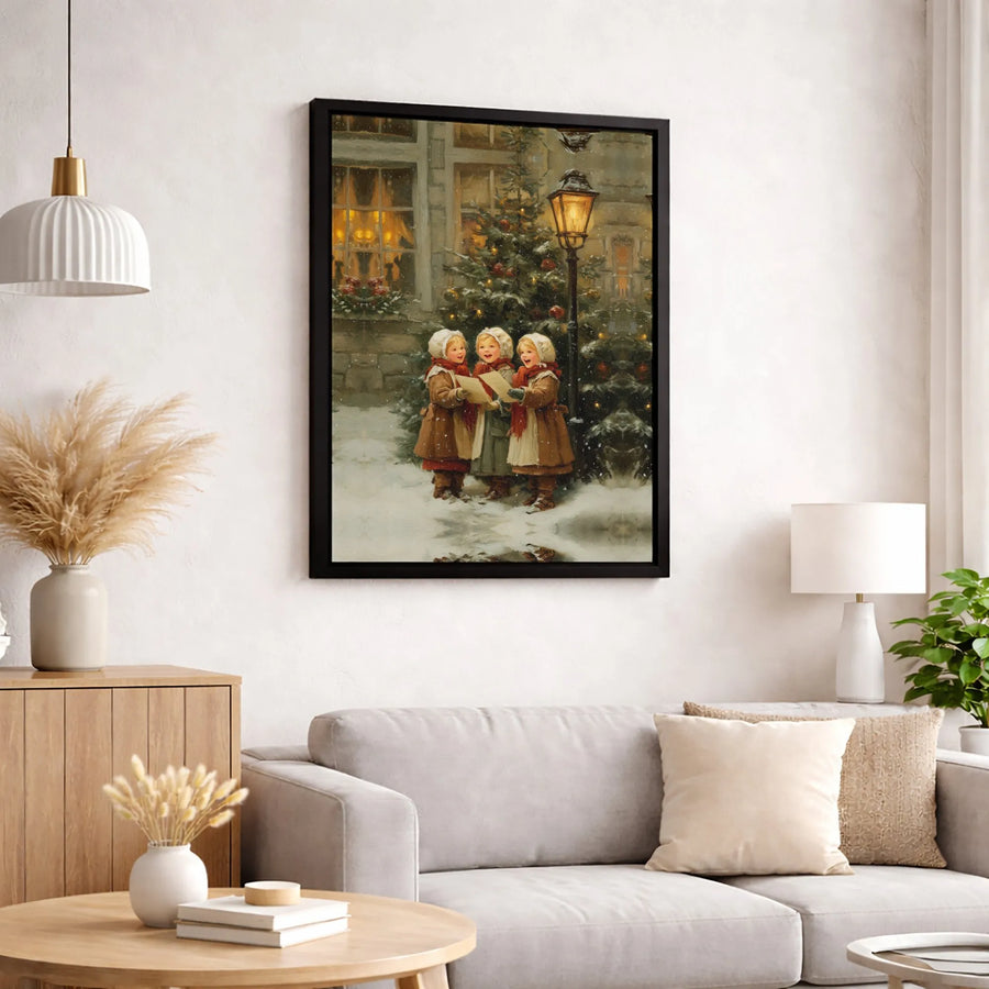 Victorian Christmas Carolers Canvas Wall Art | Vintage Snowy Winter Scene | Premium Fade-Resistant Gallery Wrap | Festive Holiday Home Decor Gift
