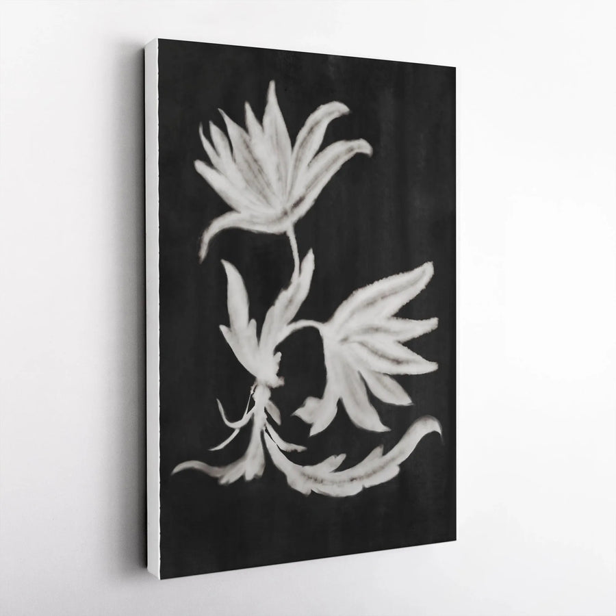 Botanical Floral Vertical Canvas | Minimalist Black and White Flower Sketch | Premium Thick Gallery Wall Art | Modern Home Decor Gift