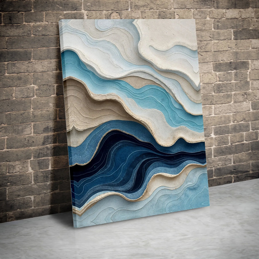 Abstract Coastal Canvas Wall Art | 3D Illusion Topographic Print | Premium Fade-Resistant Canvas | Modern Home & Office Decor Gift