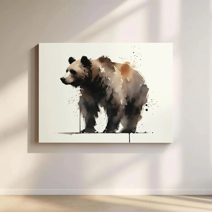 Watercolor Grizzly Bear Wall Art | Modern Wildlife Animal Portrait | Premium Gallery-Wrapped Canvas | Rustic Lodge & Cabin Decor