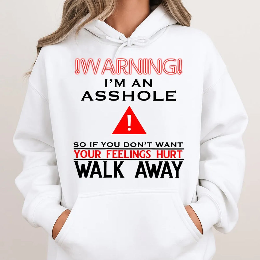 Warning I'm An Asshole Hoodie | Sarcastic Adult Humor Quote | Premium Cotton-Blend Unisex Sweatshirt | Funny Gag Gift For Men And Women