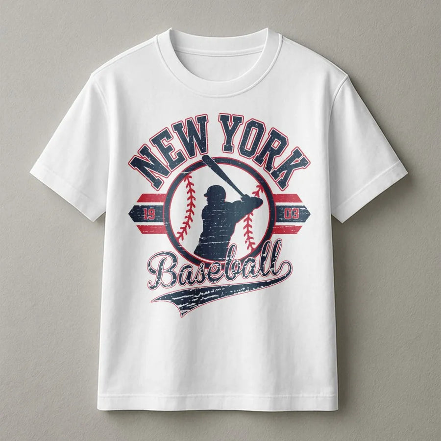 New York Baseball T-Shirt | Vintage 1903 Distressed Graphic | Premium Cotton Blend | Gift for NY Sports Fan Men & Women