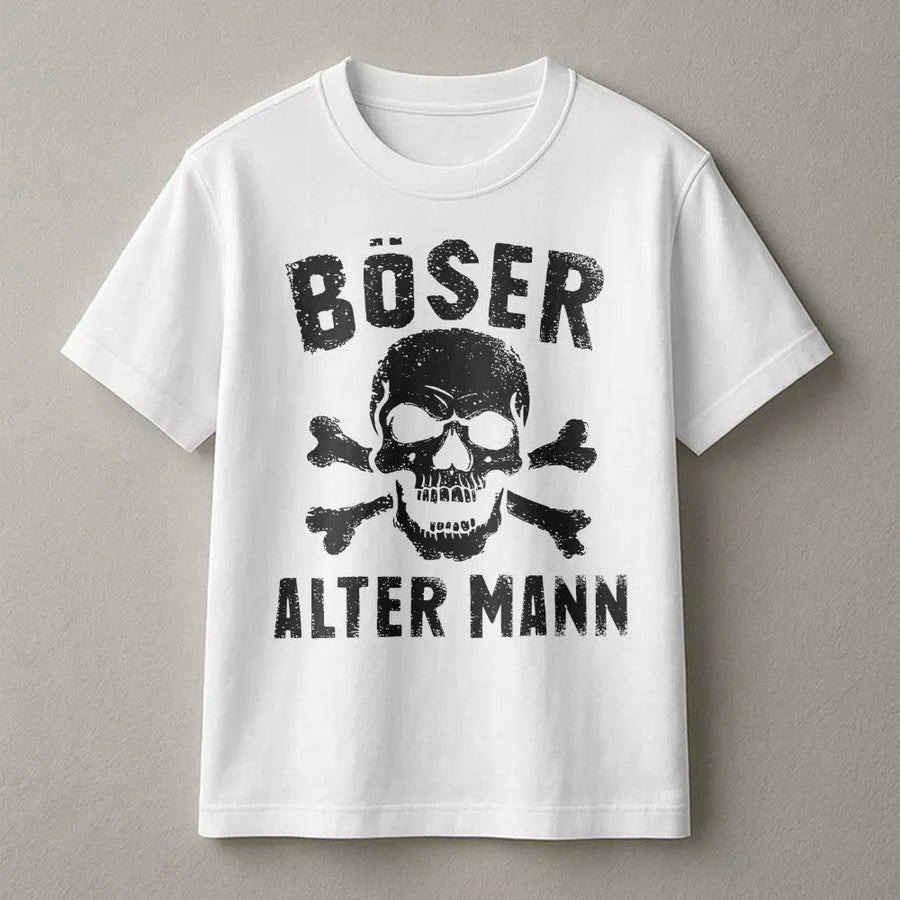 Böser Alter Mann T-Shirt | Vintage Totenkopf Grafik & Spruch | Premium Baumwoll-Mix | Lustiges Geschenk für Papa & Opa