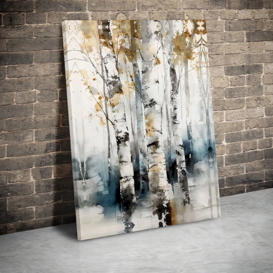 Abstract Birch Tree Canvas Wall Art | Modern Watercolor Forest Painting | Premium Fade-Resistant Print | Living Room & Office Decor Gift