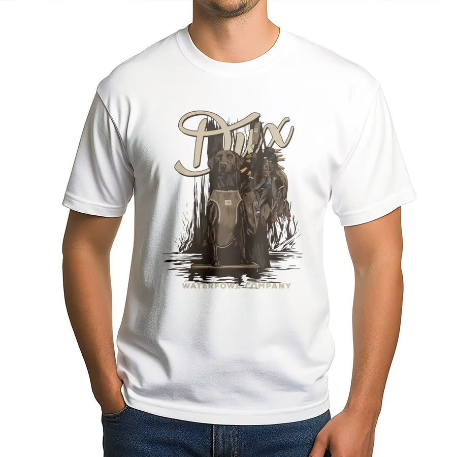 Duck Hunting T-Shirt | Labrador Retriever Waterfowl Graphic | 100% Cotton Premium Tee | Outdoor Gift For Hunters And Dog Lovers