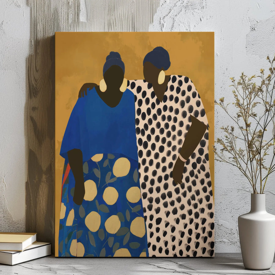Black Women Wall Art | Abstract Sisterhood Painting | Premium Gallery-Wrapped Canvas | Empowering Home Decor Gift for Friends