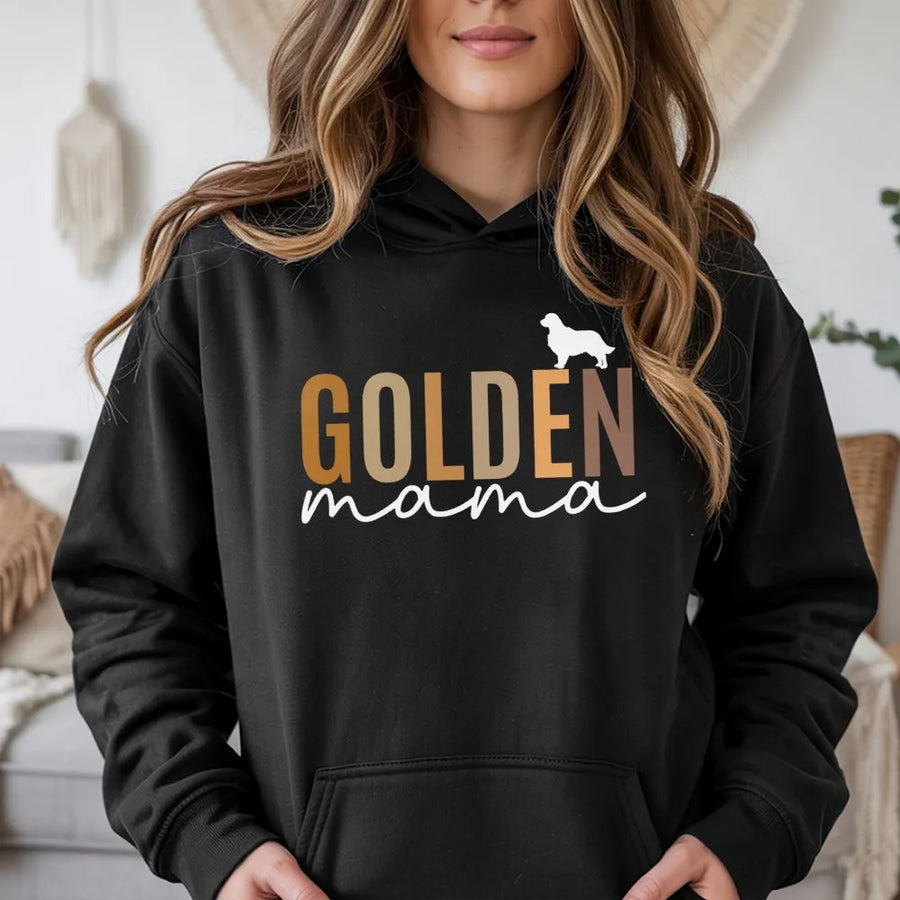 Golden Mama Hoodie | Golden Retriever Dog Lover Gift | Premium Cotton Blend Sweatshirt | Cute Dog Mom Apparel For Women