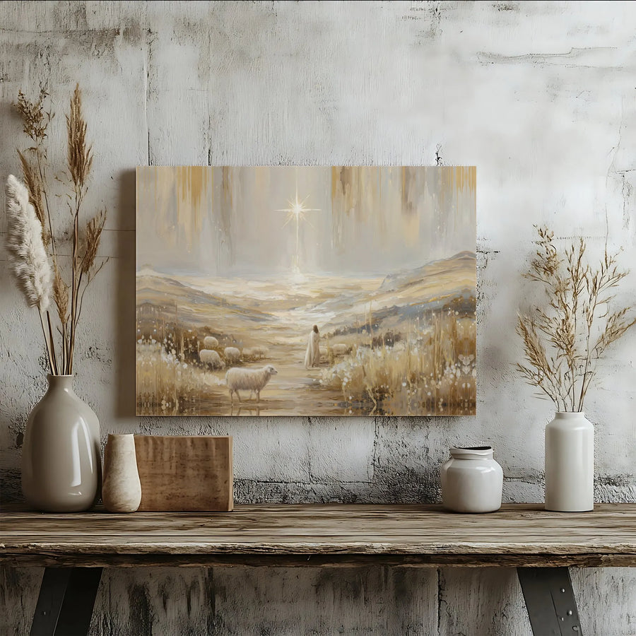 Jesus The Good Shepherd Canvas Art | Abstract Christian Wall Decor | Premium Gallery Wrap Print | Faithful Religious Gift for Home