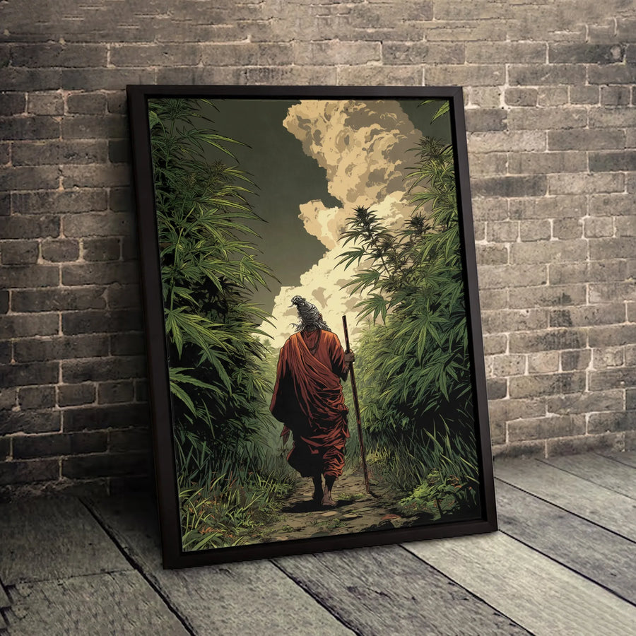 Sadhu Monk Canvas Print | Retro Comic Style Spiritual Wall Art | 1.25-Inch Premium Gallery Profile | Unique Gift for Meditation Enthusiasts