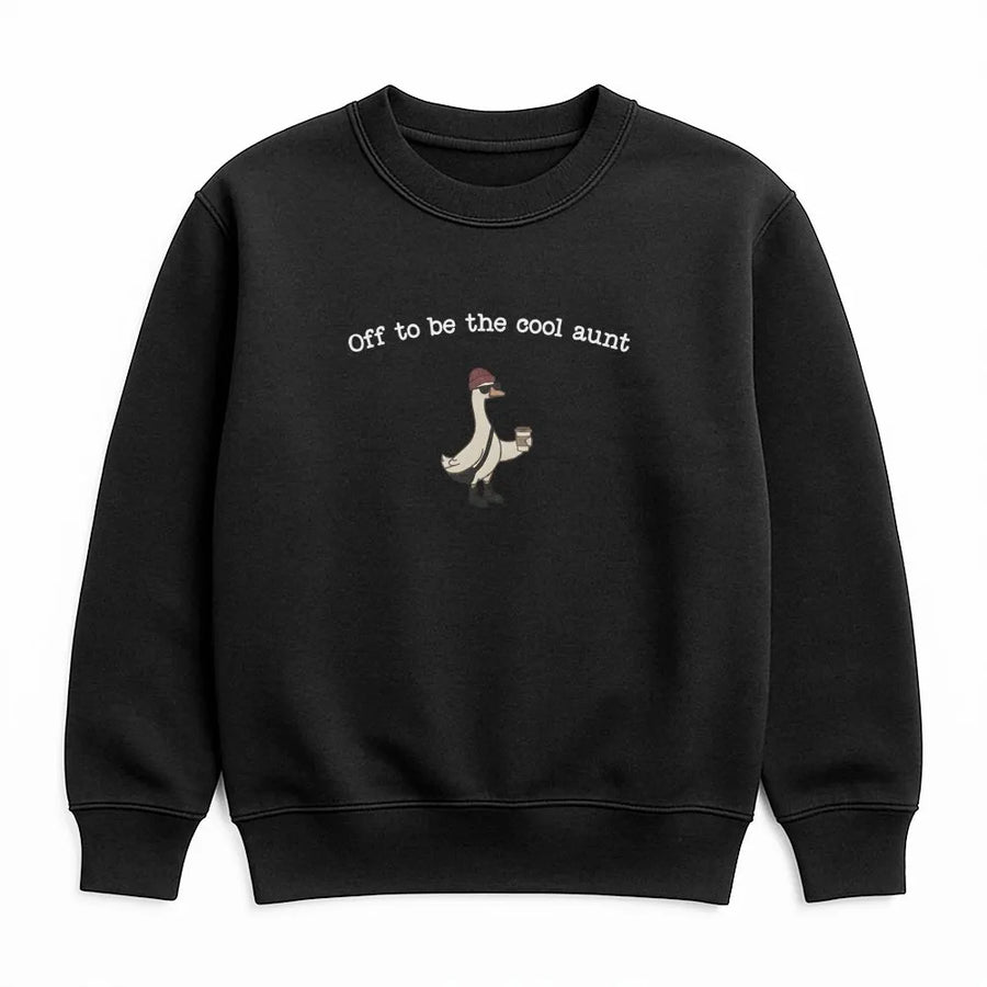Cool Auntie Sweatshirt | Funny Silly Goose Graphic Crewneck | Premium Cotton Blend | Gift for New Aunt, Pregnancy Announcement