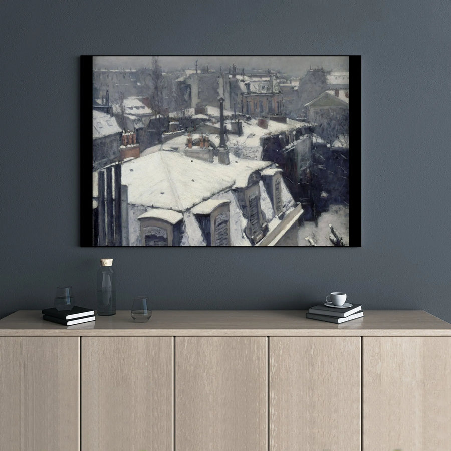 Gustave Caillebotte Rooftops In The Snow Canvas Print | Impressionist Paris Winter Cityscape | 1.25" Gallery Wrap Wall Art | Premium Home Decor