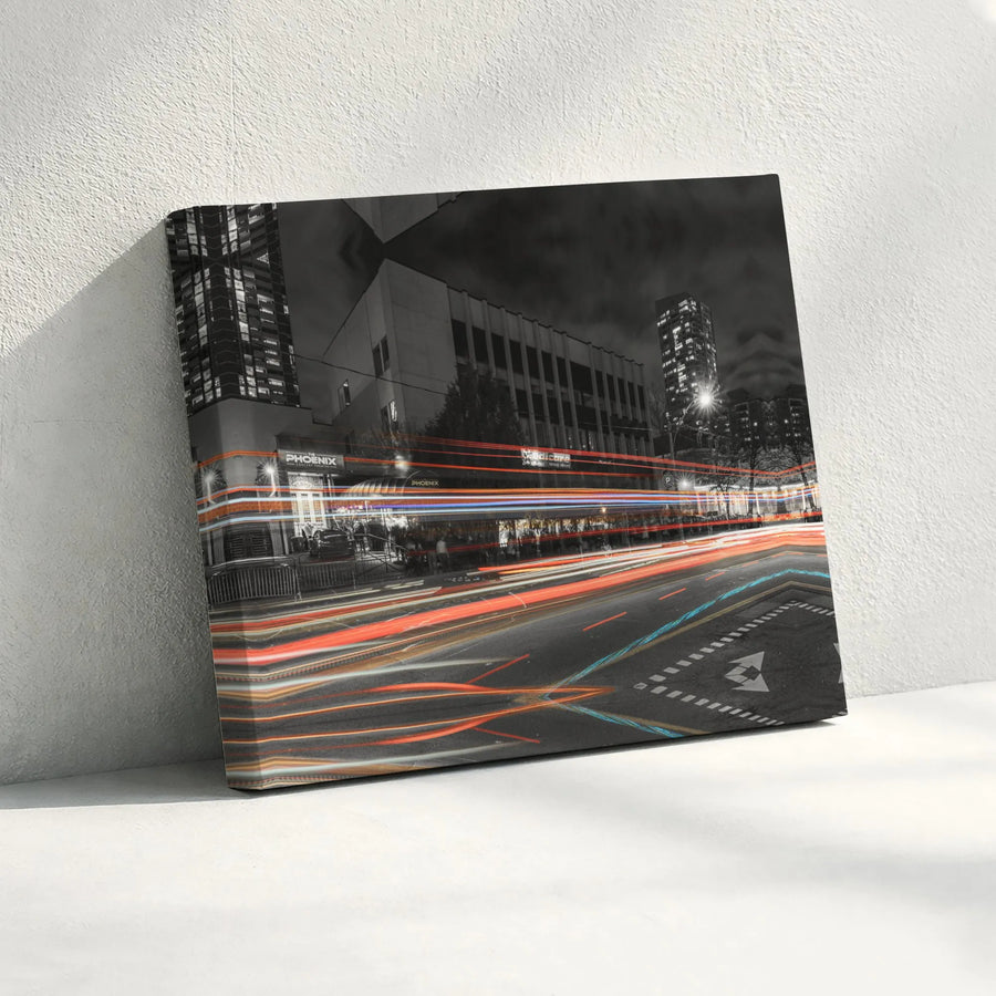 Phoenix Cityscape Wall Art | Long Exposure Traffic Light Trails | Premium Gallery-Wrapped Canvas | Modern Urban Home Office Decor
