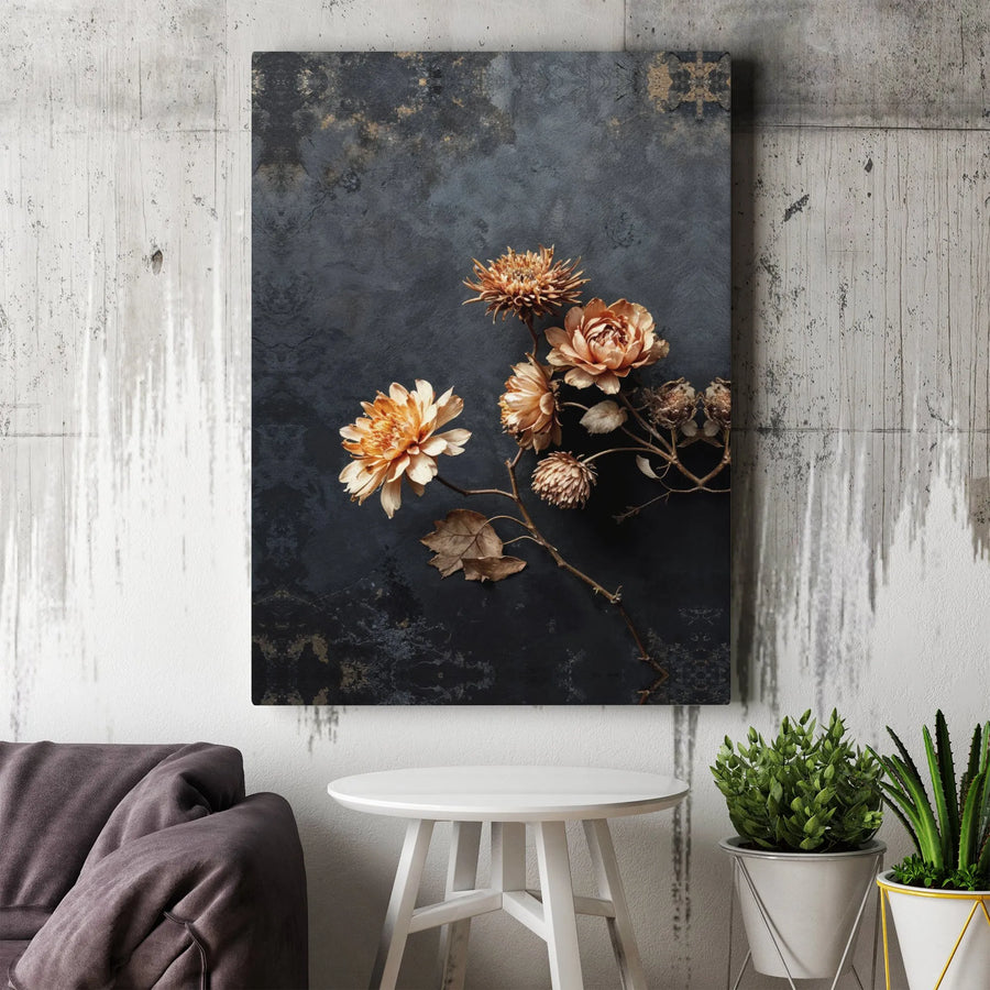 Dried Flower Wall Art Canvas | Moody Botanical Decor | Gallery Quality Premium Print | Sophisticated Floral Home Decor for Living Room