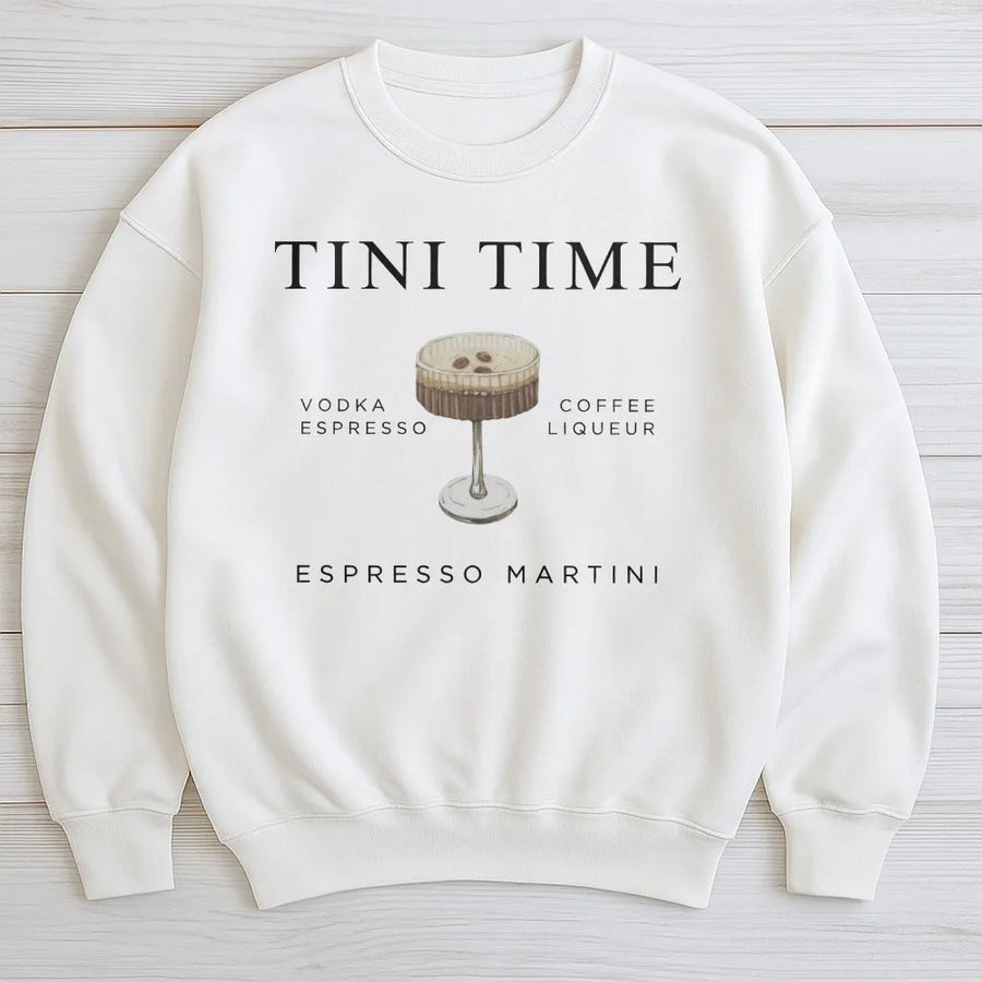 Espresso Martini Sweatshirt | Tini Time Cocktail Recipe Graphic | Premium Cotton Blend | Gift for Coffee & Cocktail Lovers