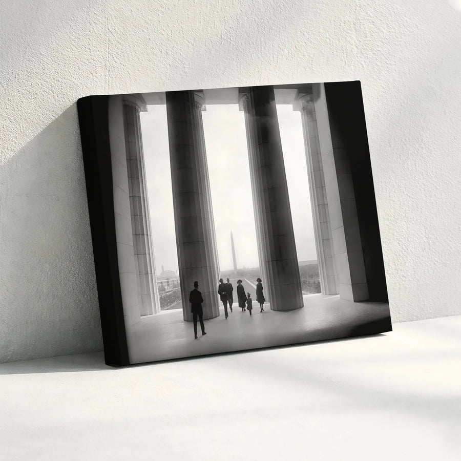 Lincoln Memorial Canvas Print | Vintage Black and White Washington DC Photo | Gallery Quality Wall Art | Collector's Gift for History Buff