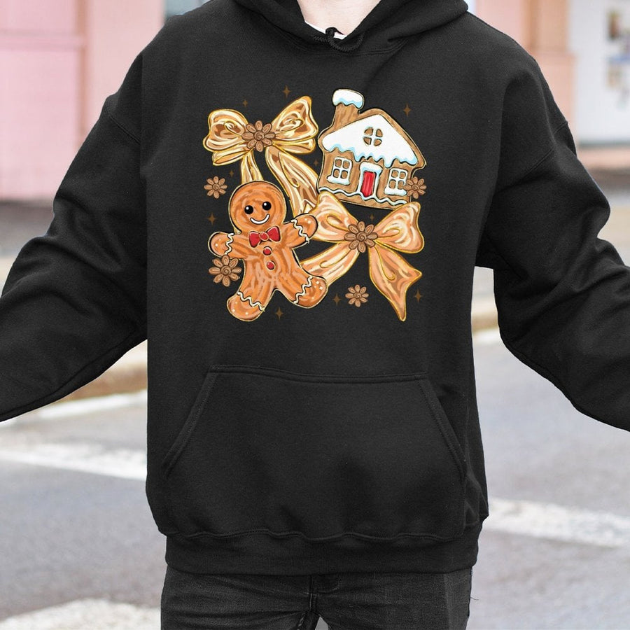 Gingerbread Hoodie | Coquette Christmas Bow And Cookie Aesthetic | Premium Cotton Blend | Holiday Gift For Her
