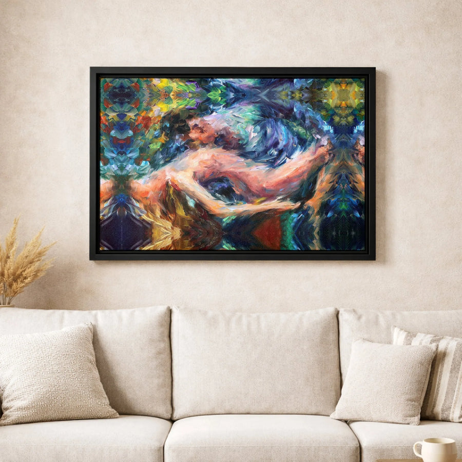 Abstract Embracing Couple Canvas Print | Romantic Impressionist Wall Art | Gallery-Quality 1.25 Inch Profile | Modern Home Decor Gift