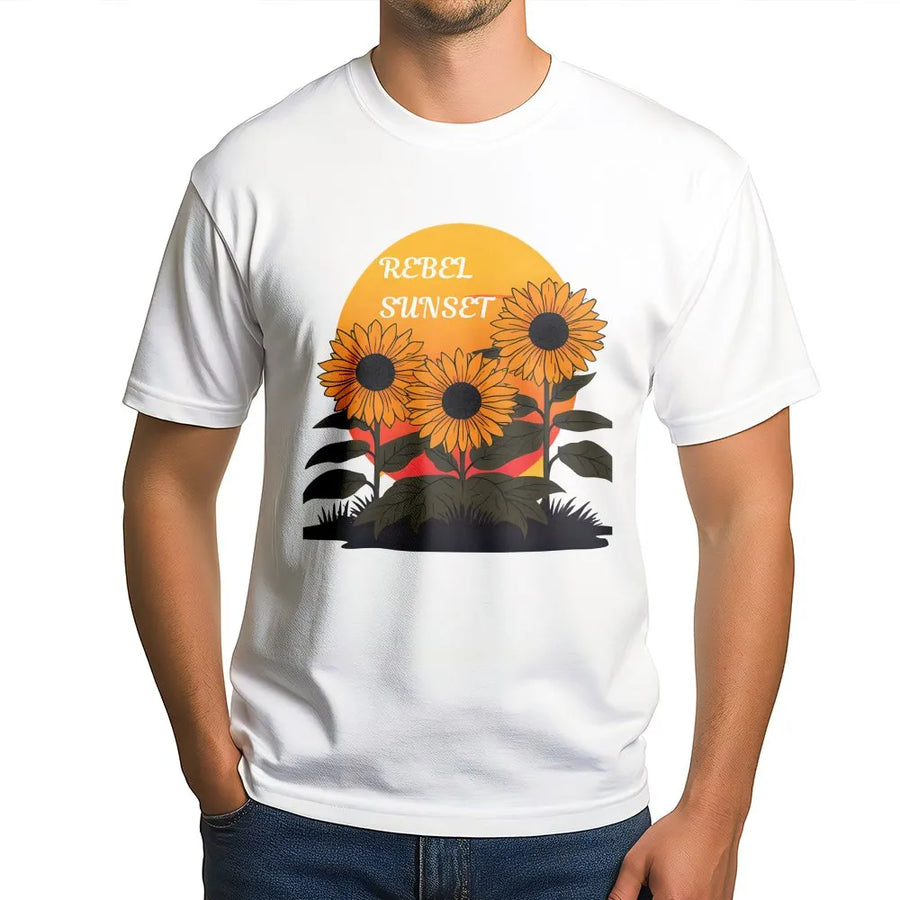 Sunflower Sunset T-Shirt | Vintage Rebel Sunset Botanical Graphic | Premium 100% Cotton | Gift for Nature Lover