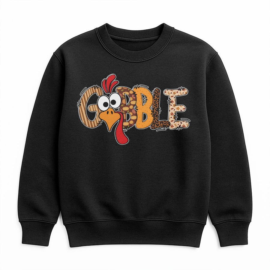 Gobble Thanksgiving Sweatshirt | Funny Turkey Fall Graphic Design | Premium Cotton Blend Crewneck | Cute Holiday Gift for Women and Family