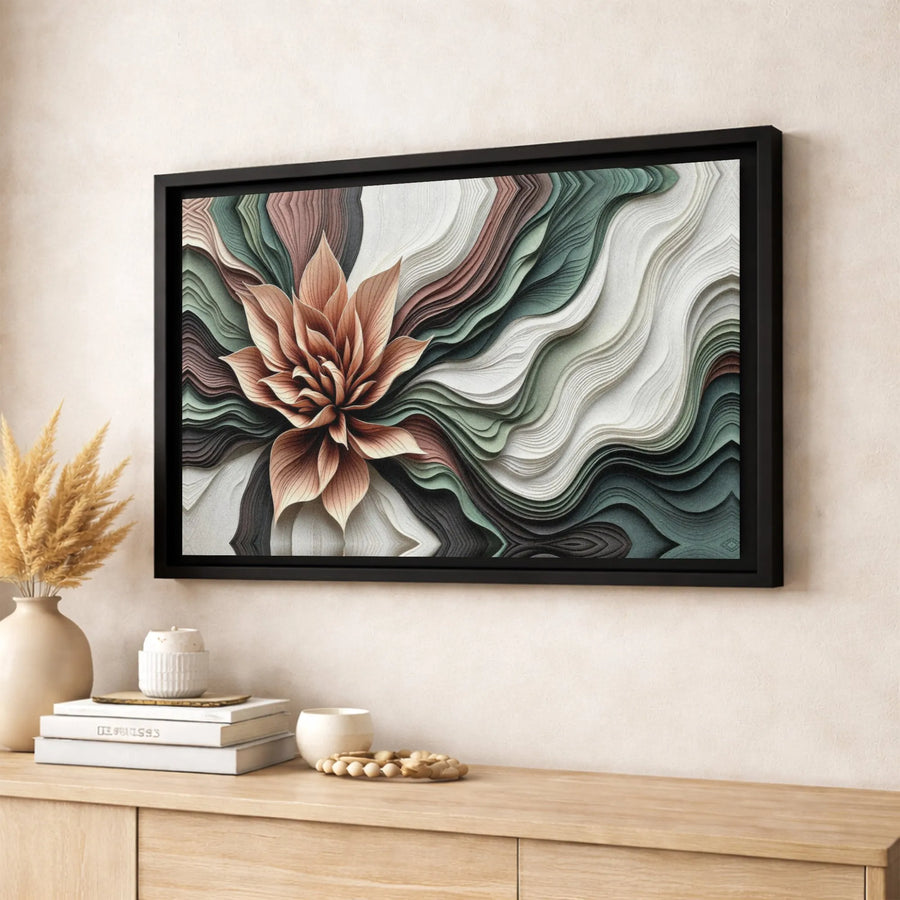 Abstract 3D Flower Canvas Art | Topographic Wave Wall Decor | Premium Fade-Resistant Gallery Print | Modern Home & Office Interior Accent