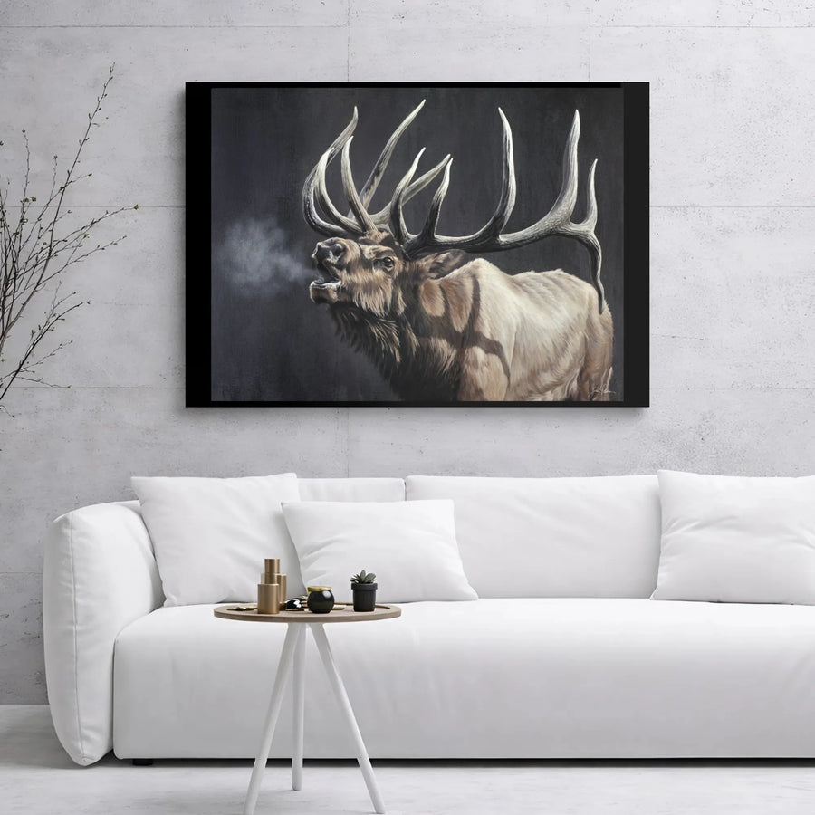 Bugling Bull Elk Canvas Wall Art | Majestic Wildlife Nature Print | Premium 1.25" Gallery Wrap | Rustic Mountain Home Decor Gift